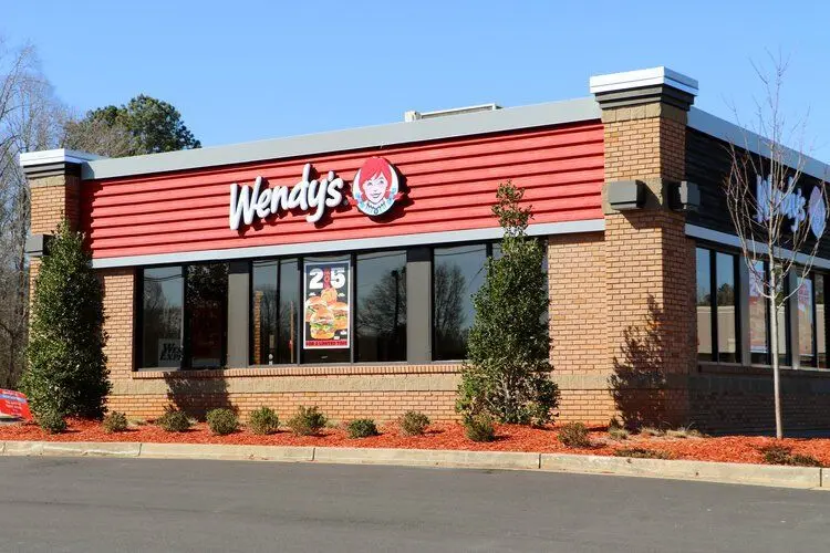 Restaurant exterior repainted in red and white